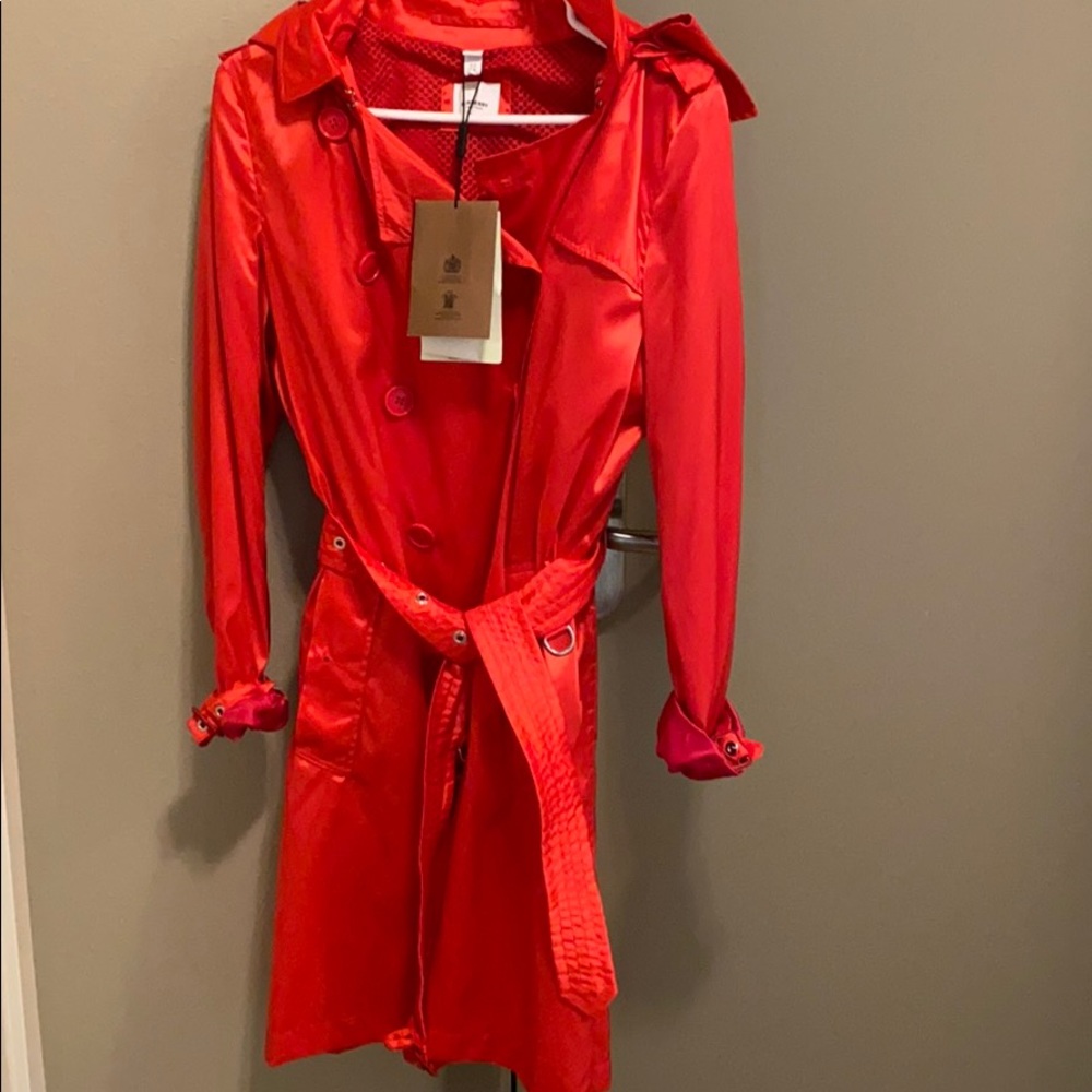 NWT Burberry bright red trench coat